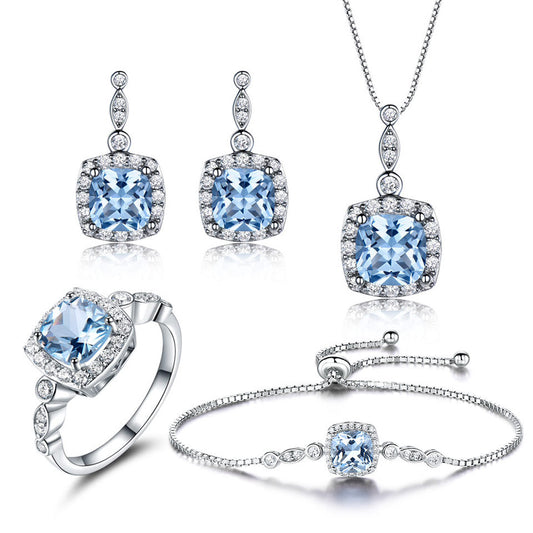 Sky Blue Topaz Four-Piece Necklace Set in 925 Sterling Silver