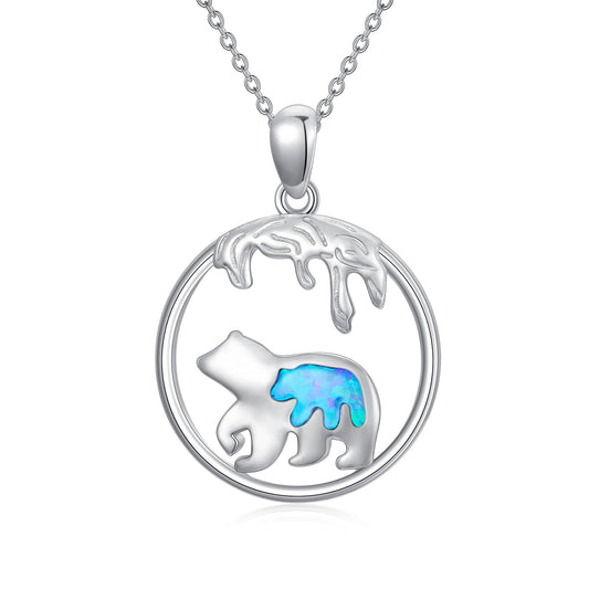 Mama Bear Blue Opal Necklace