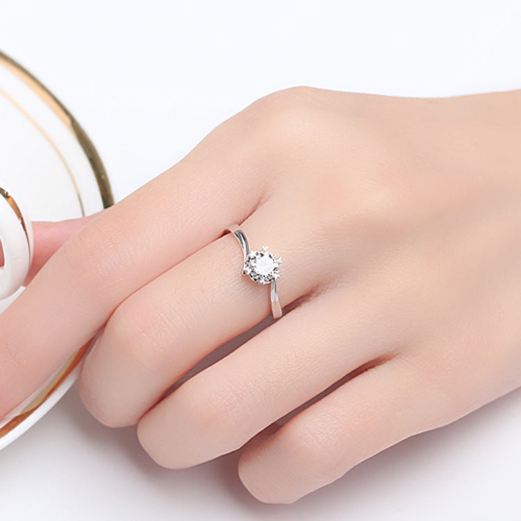 Classic Twisted Arm Snowflake  Engagement Ring