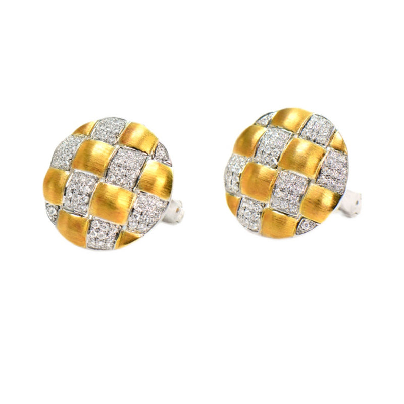 18K Gold Diamond Braided Brushed Craft Earrings