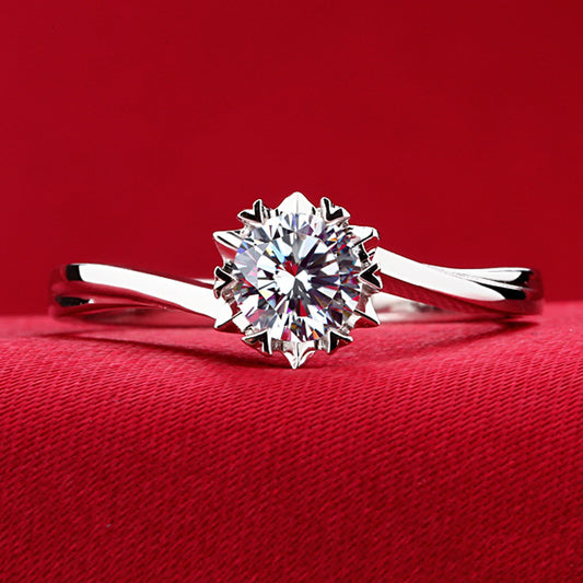 Classic Twisted Arm Snowflake  Engagement Ring