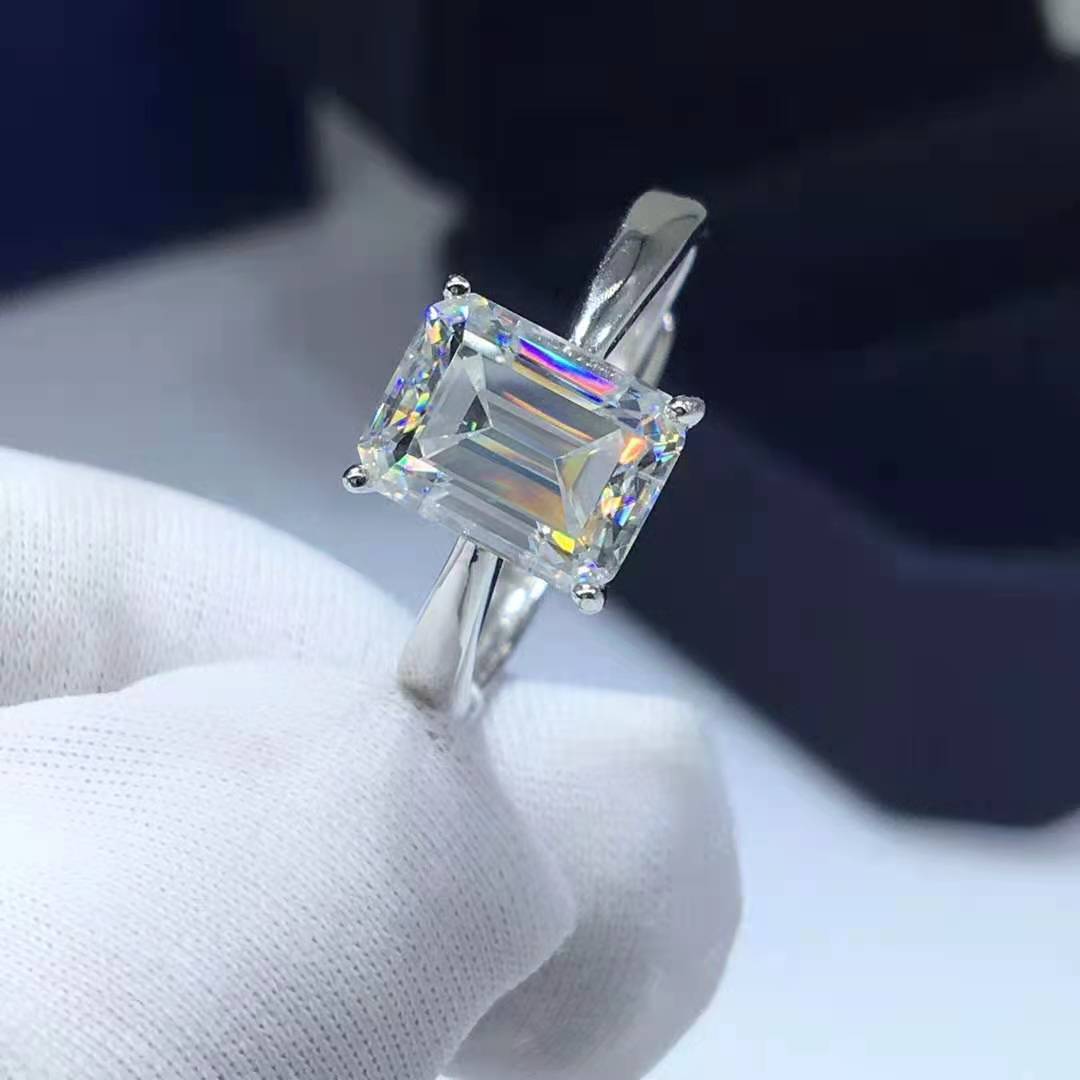 Emerald Cut Moissanite Engagement Ring