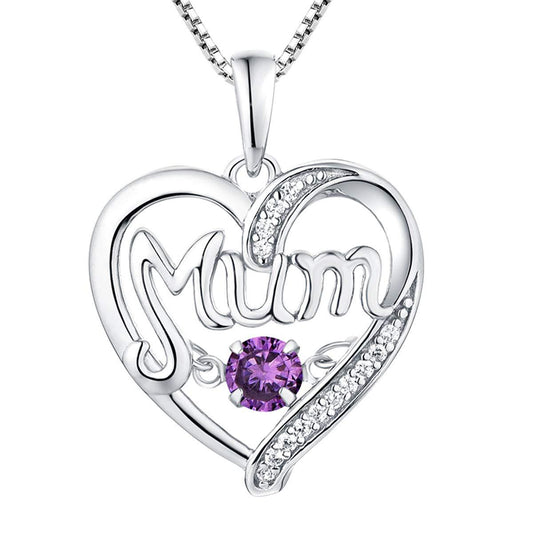 Heart Mom Necklace Mother's Day Gift Birthstone Pendant