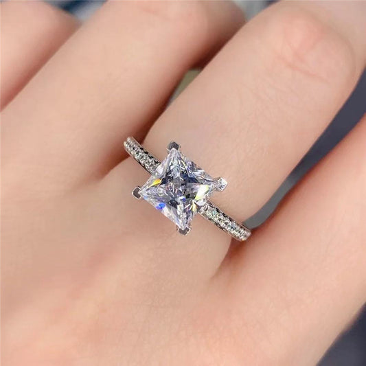 Stunning Princess Square Cut Diamond Engagement Ring