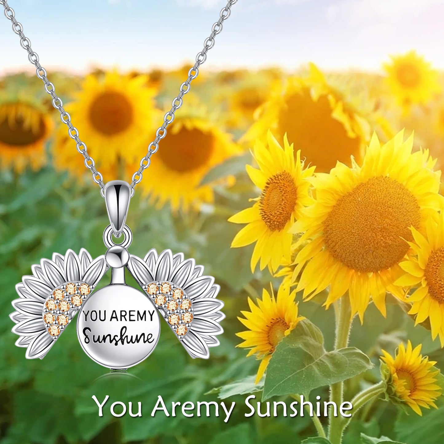 "You are My Sunshine" Sunflower Necklace
